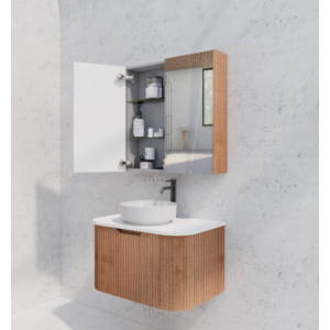 Solid timber flute mirror cabinet 750